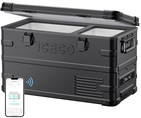 ICECO APL35 Dual Zone Portable Fridge Freezer, 37 Quart 12V Car Refrigerator with Secop Nano Compressor, Aluminum Electric Compressor Cooler 12/24V DC, 100-240V AC, -4℉~68℉, for RV,Camping,Travel