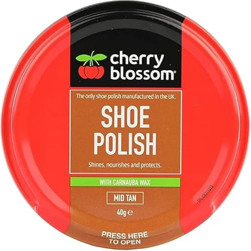 ELECTROSQUARE Cherry Blossom Shoe Polish Shines, Nourishes & Protects With Carnauba Wax Available In All Styles Preventing Footwear From Cracking Available In All Traditional Colours (MID TAN)