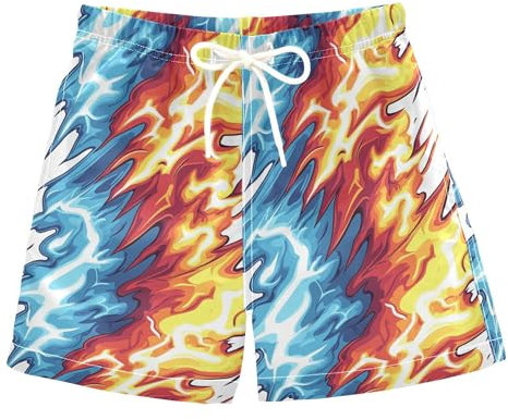 Jungen-Badeanzug, Feuerwehr- und Feuerwehrauto, schnelltrocknend, für Jungen, Strand, Volleyball, Kinder, Bademode, Urlaub, 2T, Weiß, Lightning Videospiel Weiß, 5 Jahre