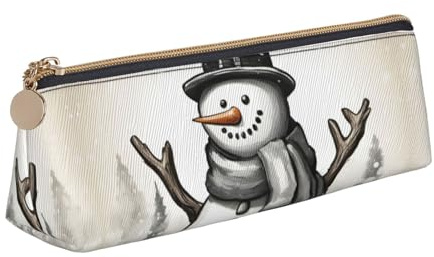 Longzehao Bonhomme de neige de Noël 1 impression simple triangle stylo étui de rangement pour fournitures de bureau, cosmétiques, articles de toilette, blanc, taille unique, art déco, white-417, One