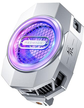 nubia 6 Cell Phone Cooler for Gaming, 30W Cellphone Radiator with Retractable Clip for Live Streaming Bracket, Graphene Heatsink RGB LED Mobile Phone Cooling Fan Settings for 70-85mm