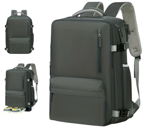 Mi Ko Mi Ka Mochila de Viaje Grande: Resistente al Agua, con Compartimento para Zapatos Separado, Puerto de Carga USB y Diseño Multifuncional Antirrobo. 2210 (Gris 1688)