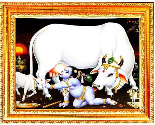 Seven Chakra Tree Bal Gopal Bilderrahmen | God Ram Darbar Religiöses gerahmtes Gemälde für Wand und Pooja/Hindu-Bhagwan Devi Devta Fotorahmen/Gott-Poster für Puja (20 x 15 cm) (bal Krishna)