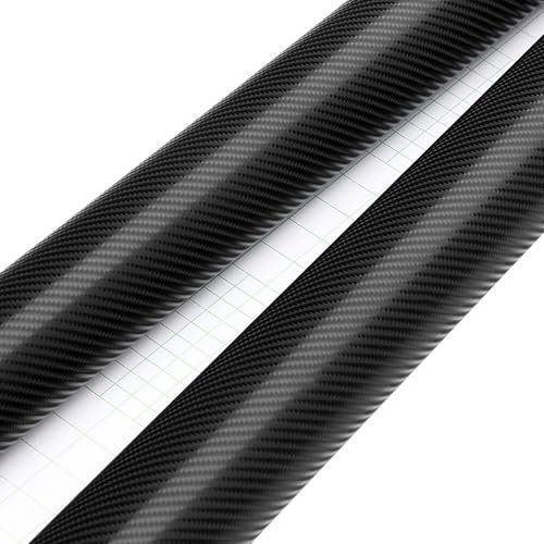Car Wrap 152cm*200cm 4D Carbon Fiber Vinyl Film Car Styling Wrapping Sheet Roll Film Automobiles DIY Car Hood Roof Stickers Accessories Car Vinyl Wrap(GRAY)