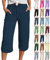 Generisch Leinenhose Damen Kurz, Angebote des Tages Blitzangebote, Musselin Hose 3/4 Leinenhose Sommer Kurze Hosen Sommerhose Leicht Caprihose Culotte Dreiviertel Strandhose