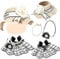 4 Pcs 17 cm Doll Clothes Elegant Doll Clothes Accessories Set with 1 Classic Check Dress 1 Straw Fabric Hat 1 Necklace, 1 Floral Bag for Girls Birthday, No Doll
