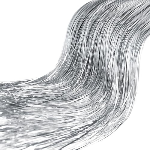 Jremreo Pack of 3000 Strands Silver Christmas Icicle Tinsel Foil Fringes | 50cm, Christmas Tree Tinsel Curtain Decoration for Indoor Outdoor Winter Home New Year Eve Birthday Party Supplies