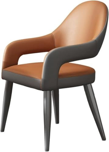 UCKYSU AMENAS Küche und Esszimmer Stühle Esszimmerstühle Leder Mid Century Stil Moderner Schreibtisch Gepolstertes Lesezimmer Ergonomische Stühle Rückenlehn Empfang Gästen(Orange)
