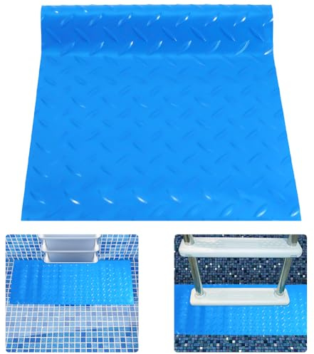 GORGECRAFT 23*60cm Swimming Pool Ladder Mat Blue Above Ground Pool Ladder Mat Protective Pools Ladders Pad Step Matt with Non-Slip Texture for Steps Liner and Pools Ladders Stairs, Horse Eye Pattern