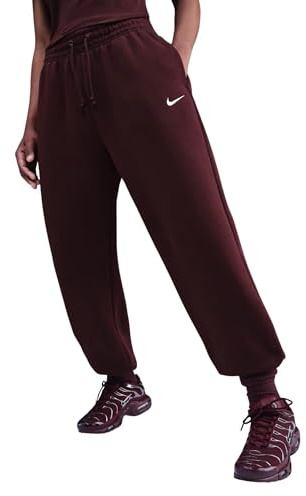 NIKE Damen Oversize Phoenix Fleece Burgundy Hose