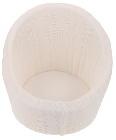 BUGUUYO Weißes Kleiner Sofa aus Schaumstoff und Chemiefaser Bequem und Tragbar Charmantes Rundes Babysofa als Foto Requisite für Neugeborenen Fotoshootings Drinnen und Draußen
