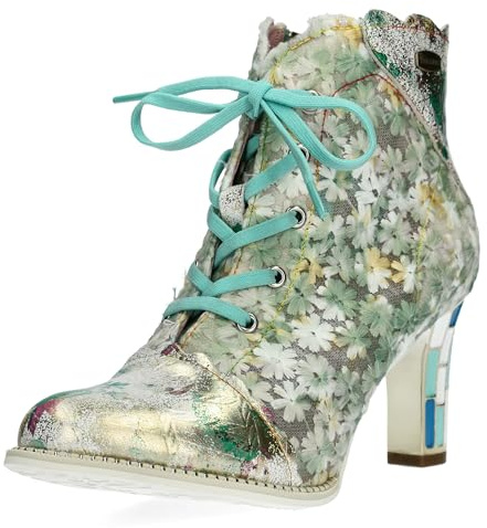 Laura Vita Damen Stiefelette transparenter Schnürboot Blumenmuster Alcbaneo 427