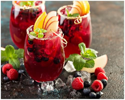 Wallario Poster - Sommerlicher Wildbeerencocktail in Premiumqualität, Größe: 40 x 50 cm