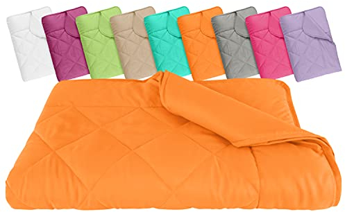npluseins Sommerdecke 135x200 cm - dünne und leichte Bettdecke für den Sommer - Mikrofaser - Ökotex 100 - waschbar 60 Grad - 732.932, orange