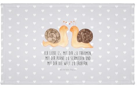 Mr. & Mrs. Panda 50 x 100 Handtuch Schnecken Liebe - Geschenk, Kinder, Badezimmer, Ehefrau, Verlobung, Heiraten, groß, Handtücher, Freundin,