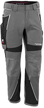 Grizzlyskin Bundhose Grau/Schwarz L52 - Unisex Workwear Arbeitshose für Männer und Damen mit vielen Taschen, Cordura-Schutzhose