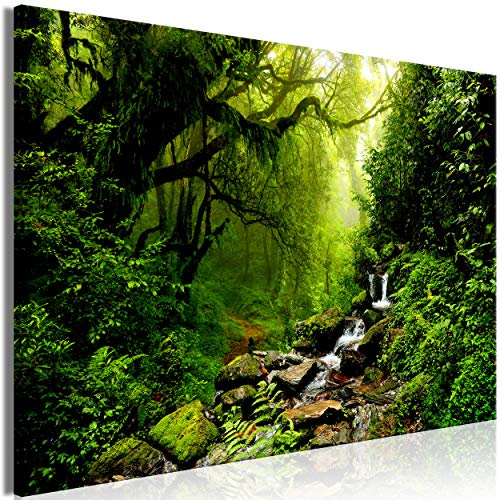 decomonkey | Mega XXXL Bilder Wald | Wandbild Leinwand 160x80 cm Selbstmontage DIY Einteiliger XXL Kunstdruck zum aufhängen | Natur Wasserfall