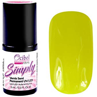 OCIBEL - Vernis Semi Permanent UV/LED Simply 1 Couche 5ml - Jaune Fluo #2675 pour Manucure, Faux Ongles et Nail Art