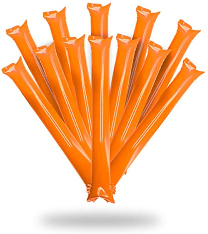 FUN FAN LINE - 50 pairs Bam Bam Thunder Sticks. Noisemakers for sporting events. Colourful boom clappers for cheerleading. Noise sticks for stadium or parties. 100 units (Orange)