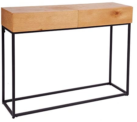 invicta INTERIOR Industrial Konsolentisch Elements 100cm Eichen Optik Laptoptisch mit Schubladen Konsole Schreibtisch