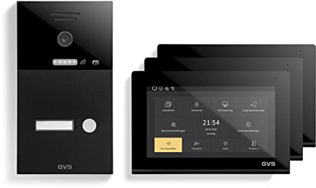 GVS - IP Video Türsprechanlage mit Türöffner, HD Kamera, 3X 7 Zoll Monitor & App - Smarte Video Türklingel mit Kamera & Gegensprechanlage für 1 Familienhaus (AVS1286A)