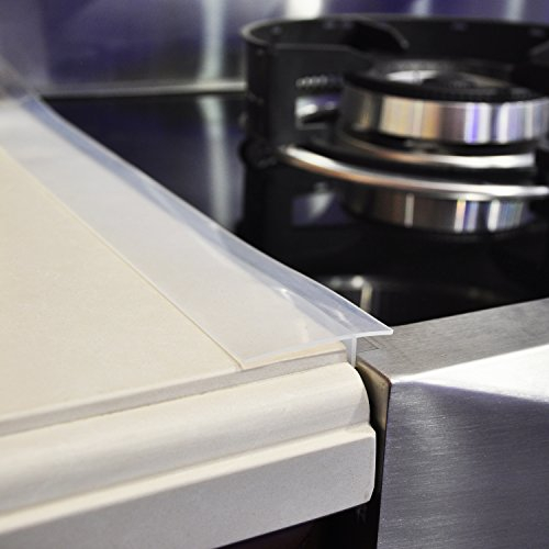 Küche Silikon-Herdplatte Gap Cover (2er Set) - 63,5 cm Lang & breit Lückenfüller, Versiegelt Wachmann Für Kochfeld, Ofen, Waschmaschine Trockner, Hitzebeständig Und leicht zu reinigen (klar)