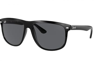 Ray-Ban Unisex RB4147 Boyfriend Square Sunglasses, Black/Dark Grey, 60 mm
