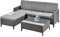 [en.casa] Gartenmöbelset Rattan 3-TLG. Rattan-Möbel Sitzgruppe Gartenlounge Loungeset Polyrattan Dunkel-/Hellgrau