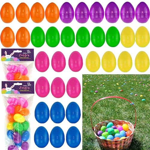 HOVUK 36 Stück befüllbare Ostereier 4,4 cm – Ostereier aus Kunststoff für Eiersuche, Partyspiele und Überraschungsspielzeug, nachfüllbare Ostereier für Frühlingsfeiertage, Klassenzimmerpreis