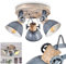 Deckenleuchte Orny, 3-flammiger Deckenstrahler aus Holz und Metall in grau-blau, Industrial/Vintage Look Zimmerlampe, Rondell mit 3 x E27, die Leuchtenköpfe sind verstellbar,ohne Leuchtmittel
