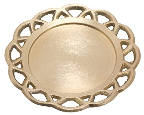 NKlaus Rustikaler Kerzenteller Gold Ø11cm Kranz Messing Dekoration antik Untersetzer 10492