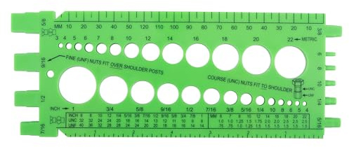 OEMTOOLS 26691 Nut and Bolt Thread Checker, Bolt Size Finder, Thread Gauge SAE and Metric, Bolt Size Finder Tool, Inch and Metric Ruler, Durable Plastic, Water, Alcohol, Oil and Grease Resistant