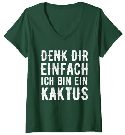 Damen Kaktus Faschingskostüme für Karneval Kaktuskostüm Kaktusse T-Shirt mit V-Ausschnitt