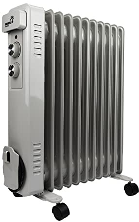 Globewolf OIL Filled Radiator Heater 11 Fin Electric 2.5KW Free Standing Portable Oil Radiator with Thermostat - 3 Heater Settings, Built in Safety Features