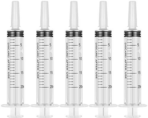 Fanshiontide 5 Stück Spritzen 20ml Fütterungsspritze Plastikspritze für Neugeborene Tierfütterung, Messflüssigkeit, Maskerade-Requisiten, Bewässerung