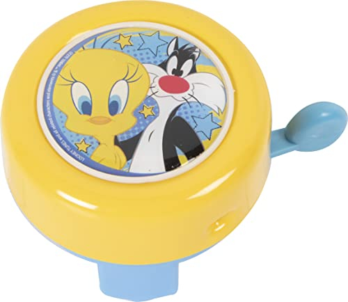 Warner Bros Looney Tunes Fahrradklingel für Mädchen Metall Tweety Sylvester blau gelb