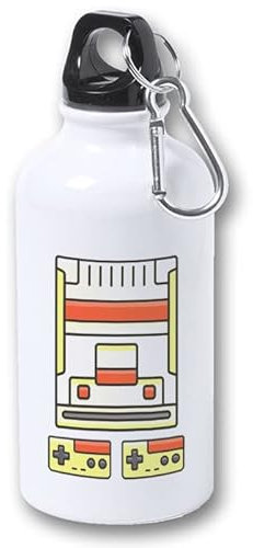MERCHANDMANIA BIDON 400ML METALICO videoconsola videojuegos 4 bits retro familia para viaje y deporte.