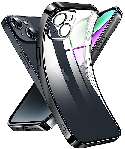 Supdeal Crystal Clear Hülle für iPhone 14, Niemals gelb mit Kameraschutz, Silikon Durchsichtig Handyhülle Weicher Passform, Ultra Dünn und Leicht Case Cover, 6,1 Zoll, Schwarz