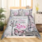 Papillon Tour Eiffel Parure de Lit 220x240cm Fleur de Cerisier Paris Tour Housse de Couette pour Enfants Filles Saint Valentin Sets de Housse de Couette Rose Sakura avec 2 taies d'oreiller