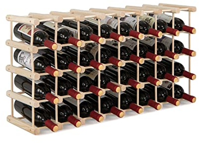 COSTWAY Casier à Vin en Bois, avec Structure Stable en Bois Massif, Armoire de Rangement à Vin Verticale et Horizontale à 5 Niveaux pour Cuisine, Garde-Manger, Cave à Vin, Bar