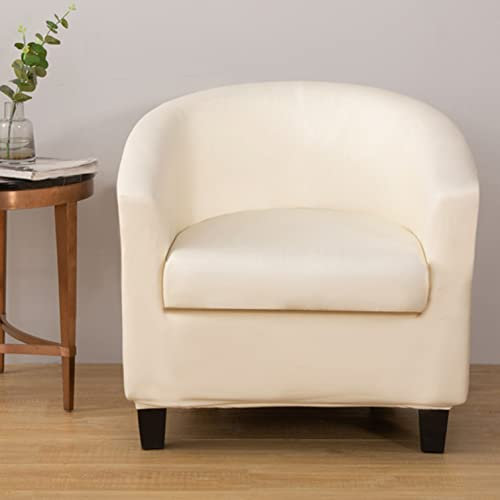 YOPOIY 2 Stück Wasserdicht Sesselbezug PU Leder Sesselhusse Einfarbig rutschfest Tub Club Stuhlbezüge für Wohnzimmer Essen -Weiß-Einheitsgröße