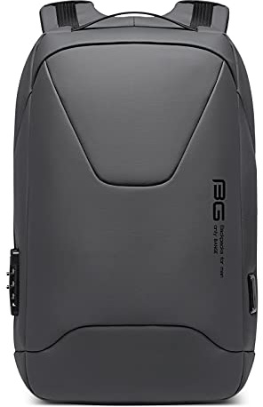 VARLIVOO Herren Rucksack 15.6 Zoll Laptop Rucksäcke mit USB Ladeanschluss Schulrucksack College Universität Reisen Business Arbeit Pendeln Daypacks Anti-Diebstahl Wasserdicht Polyester Hellgrau