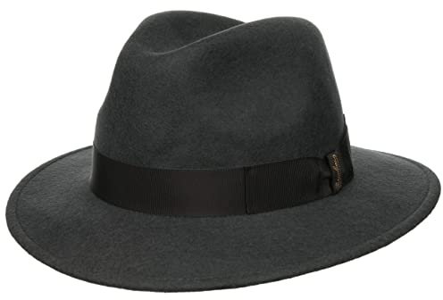 Borsalino Piemonte Traveller Wollhut Wollfilzhut Filzhut Damen/Herren - Made in Italy mit Ripsband, Ripsband Winter Herbst-Winter - 59 cm dunkelgrau