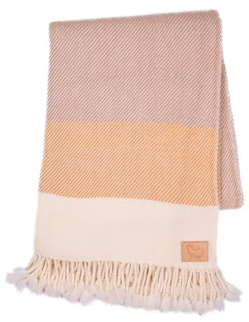 Ritzy Überwurfdecke aus 100 % feiner Merinowolle, ultraweich, 18 Mikrometer, Merinowolle, leicht, 400 g/m², 1,4 kg, maschinenwaschbar, Treibholz-Taupe