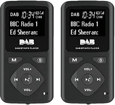 Censous 2X DAB/DAB Digital Radio Bluetooth 4.0 Personal Pocket Mini Portable Radio Earphone MP3 -USB
