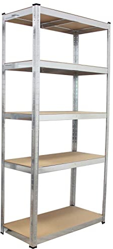 TRUTZHOLM Schwerlastregal Traglast bis 875kg 180x90x40cm verzinkt Stärke 0,67mm 5 Böden Werkstattregal Regal Lagerregal Steckregal Kellerregal (1 Stück) (1er Set)