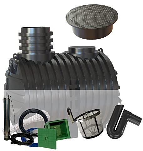 Garten-Zisternen Regenwassertank Zisterne 5000 Liter Ecoline (mit Filterset, Abdeckung + Pumpenset)