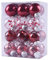 24 Stück Weihnachtskugeln Bunt Durchsichtig, 6cm Weihnachtskugel Christbaumkugeln, Weihnachtsdeko Set, bruchsichere Weihnachtskugeln für Weihnachtsbaum, Hochzeit, Partys, DIY Dekoration, Rot