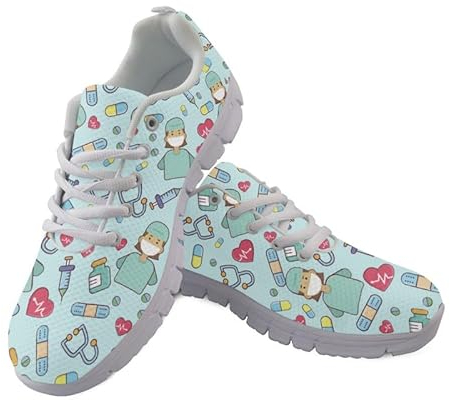 Kuiaobaty Damen-Wanderschuhe, rutschfest, Sonnenblume, Tier, Faultier, Leopardenmuster, athletische Laufschuhe, lässig, leicht, Doktor Muster Blau, 37 EU