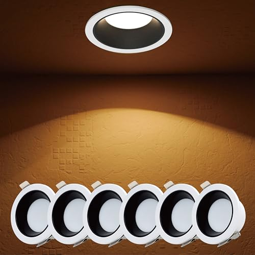 DEIFUA LED Einbaustrahler 230V 7W Deckenspots 6er Set, 3000K Warmweiss Deckenstrahler, Keine Blendung Einbauleuchten, Nicht Dimmbar Spots, Einbauspot für Büro Küche Wohn Schlaf und Kinderzimmer